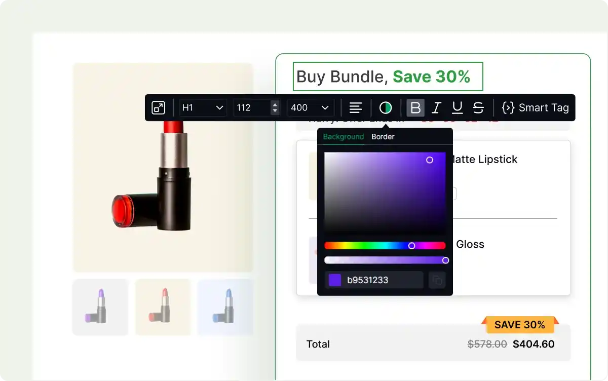 Customizing bundle preview design with color picker