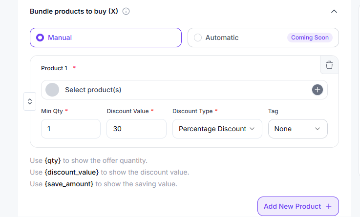 Bundle products to buy (X) configuration
