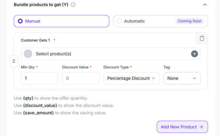 Bundle products to get (Y) configuration