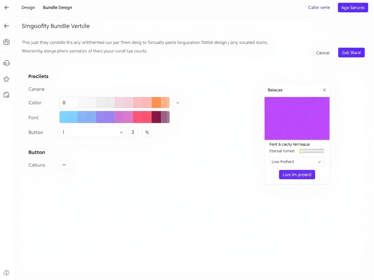 Design customization panel for the bundle builder widget