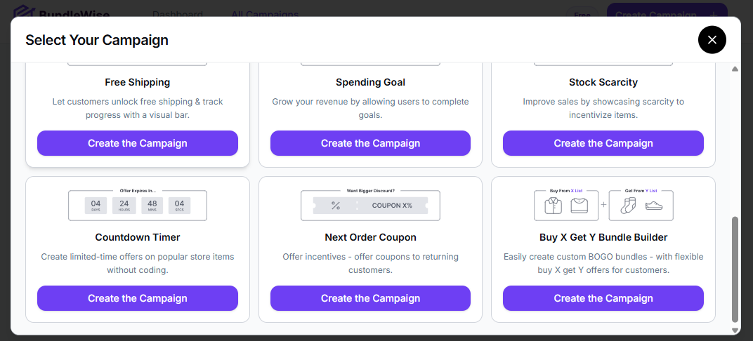 Select Buy X Get Y Bundle Builder campaign