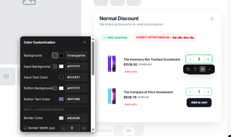 Cart Quantity Customization Reference
