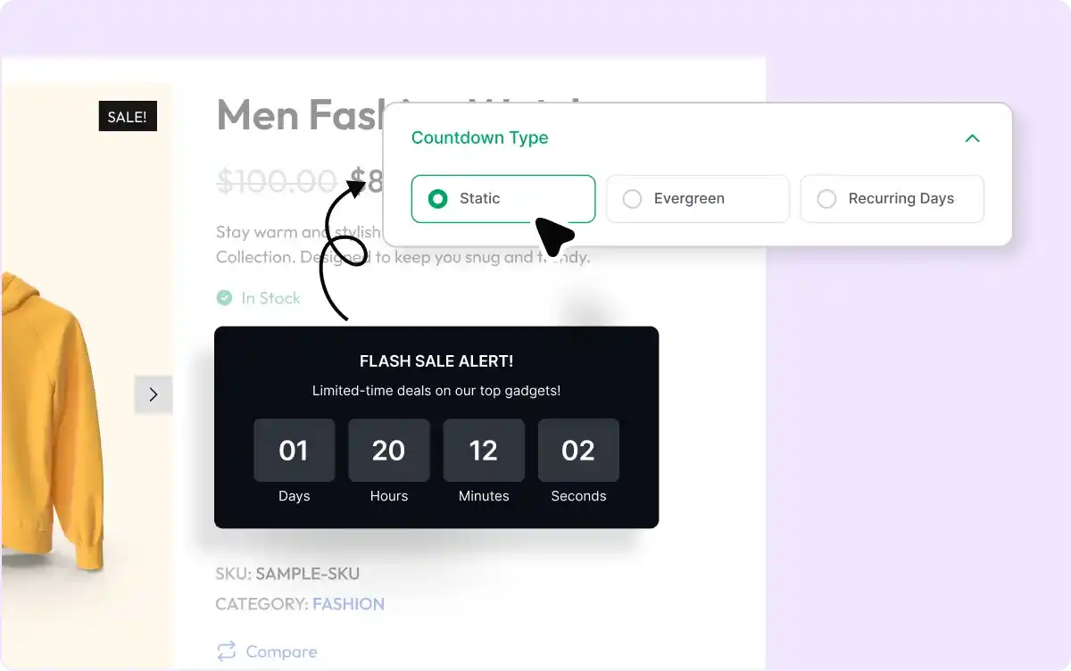 Countdown type selector