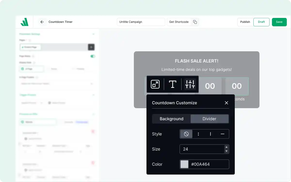 Countdown timer design customization