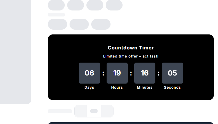 Flash sale countdown timer overlaid on a Shopify product page