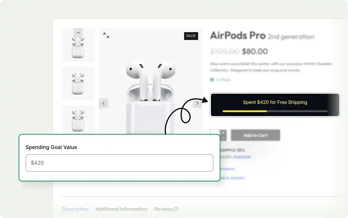Set minimum spend value for free shipping