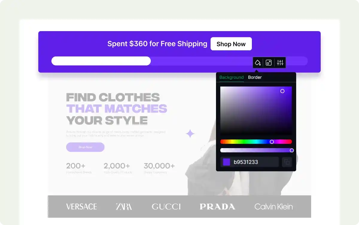 Customize the appearance of the free shipping bar