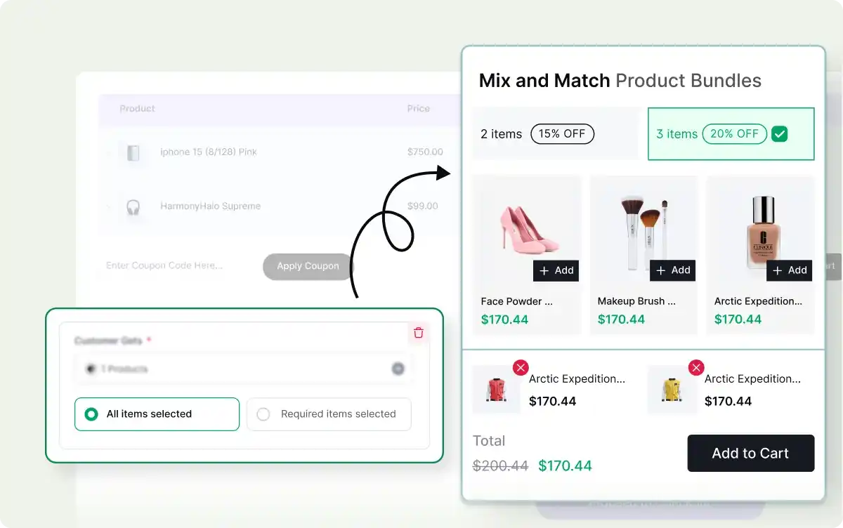Mandatory items toggle for mix and match bundle