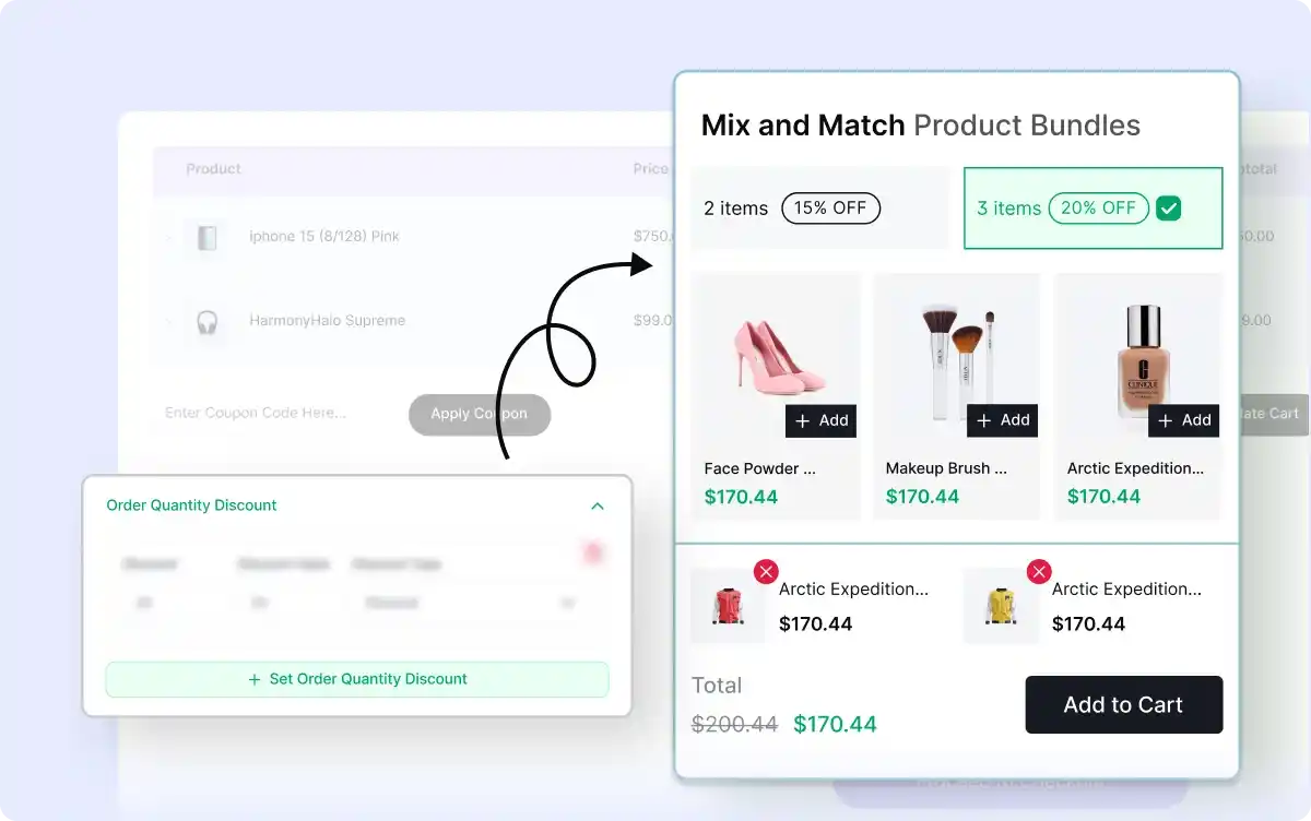 Order quantity tiered discount setup for mix and match
