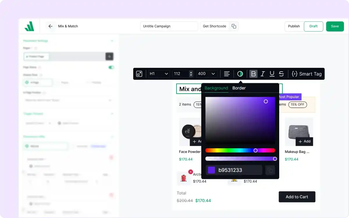 Mix and match bundle design customization