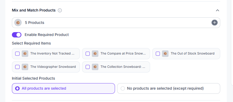 Mix and Match Products configuration