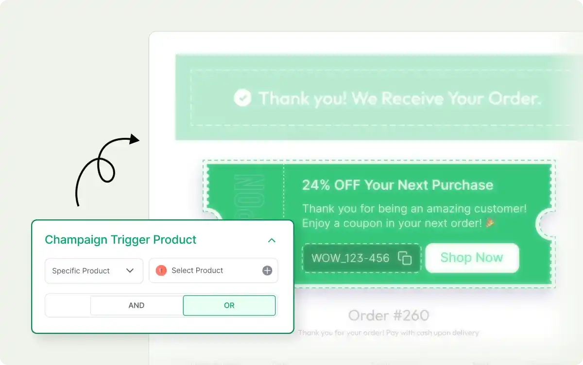 Trigger product selector for next-order coupons
