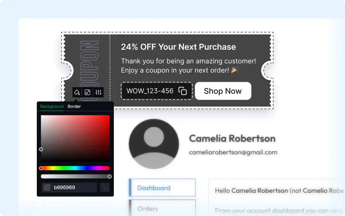 Design customization for next-order coupon
