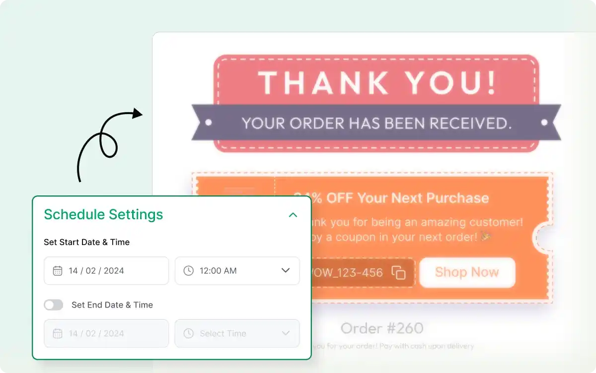 Schedule settings for next-order coupons