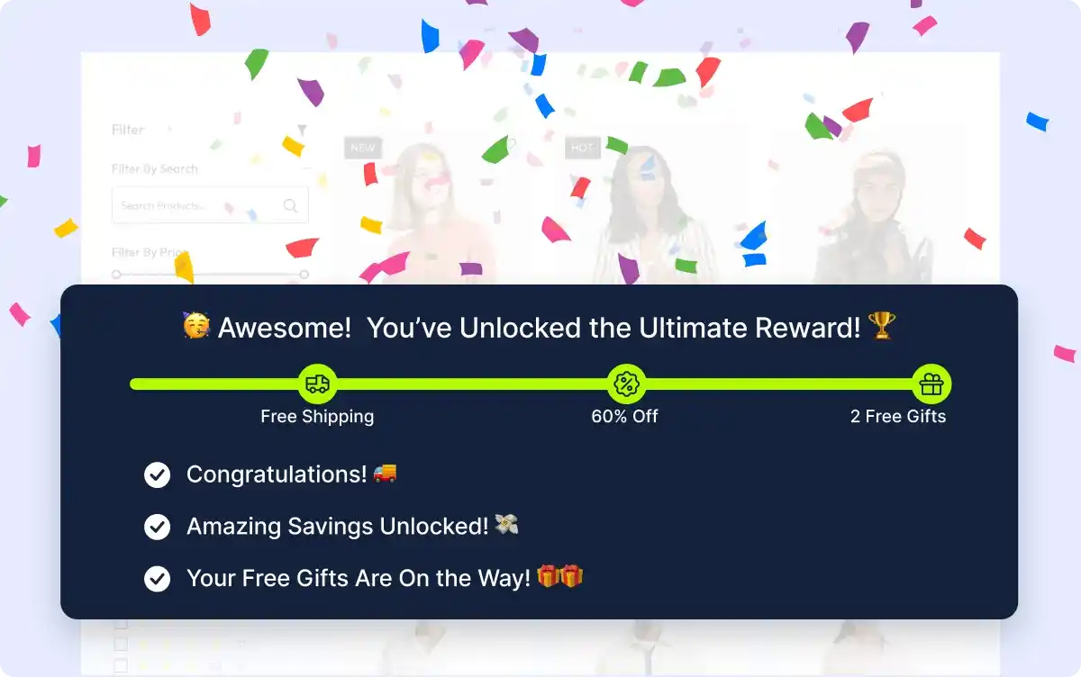 Confetti celebration when spending goal is unlocked