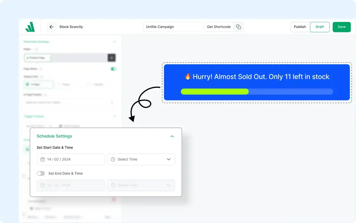Schedule settings for scarcity alerts